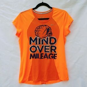 Nike Running Women Shirt size Medium Bright Orange DriFit Reflectived Logo